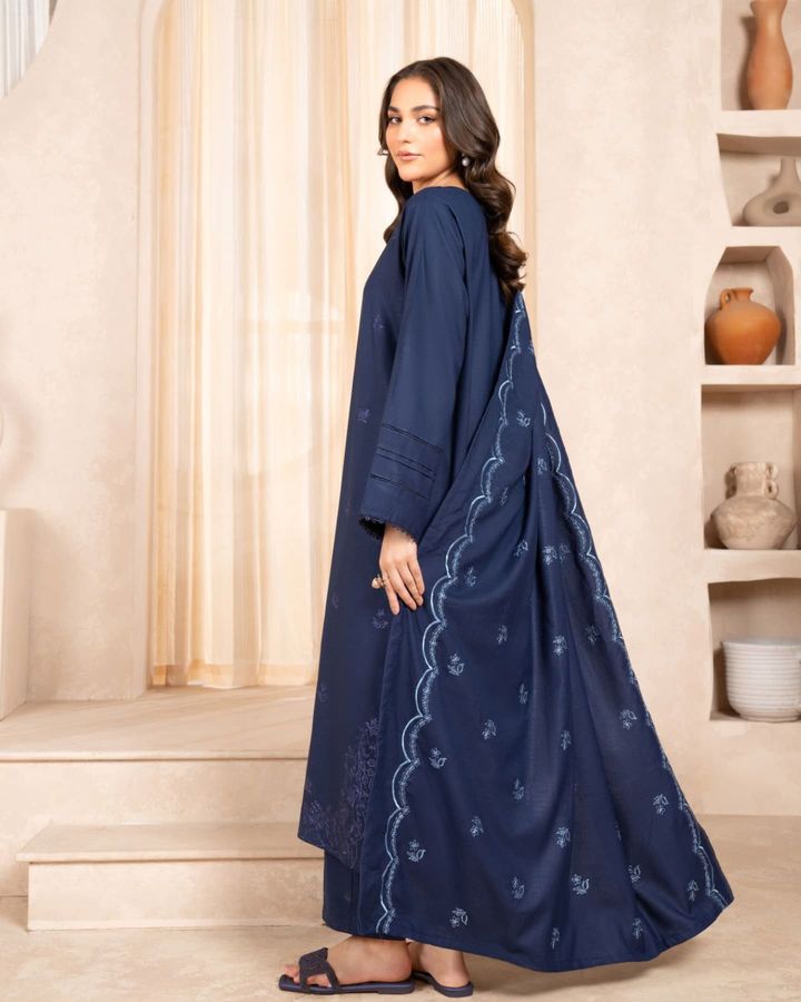 🌟 Blue Azereta  Embroidery 3pc Suit 🌟